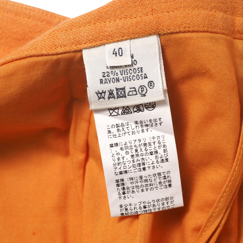 Hermes Skirt Hemp Linen Orange Women 40