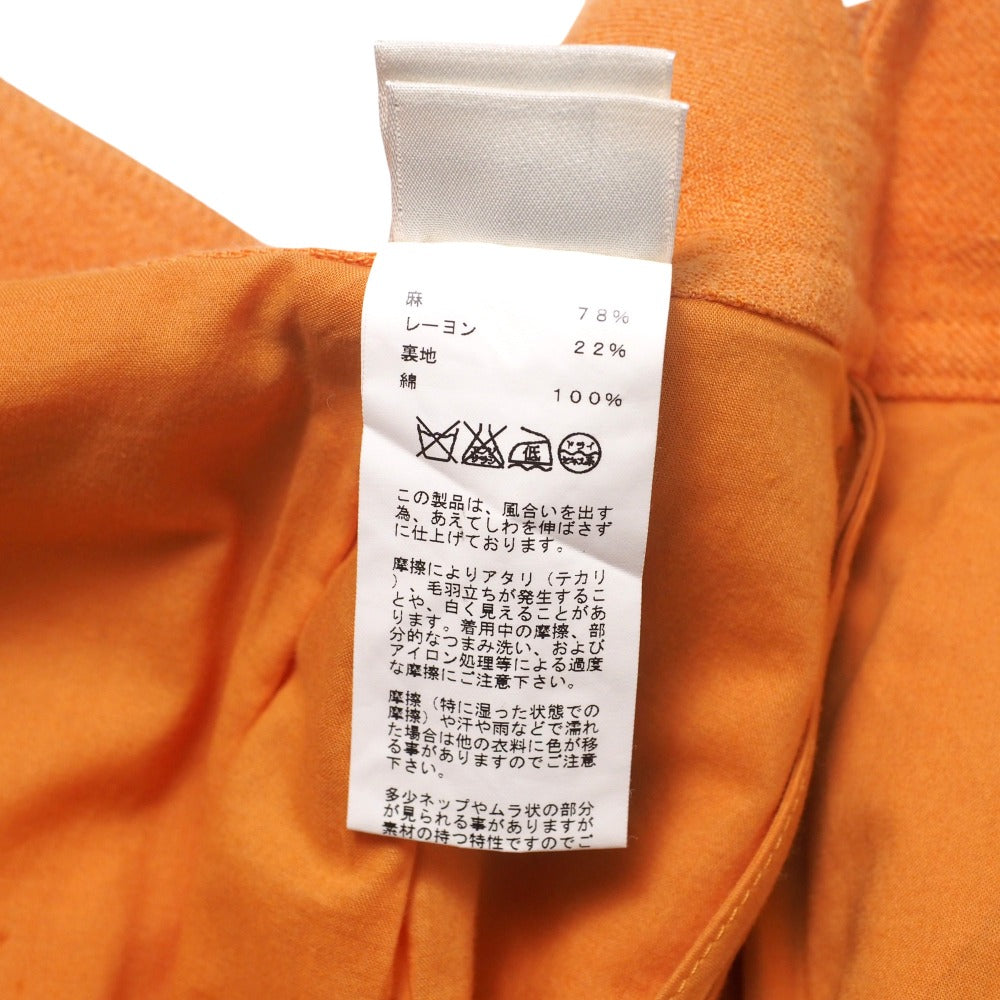 Hermes Skirt Hemp Linen Orange Women 40