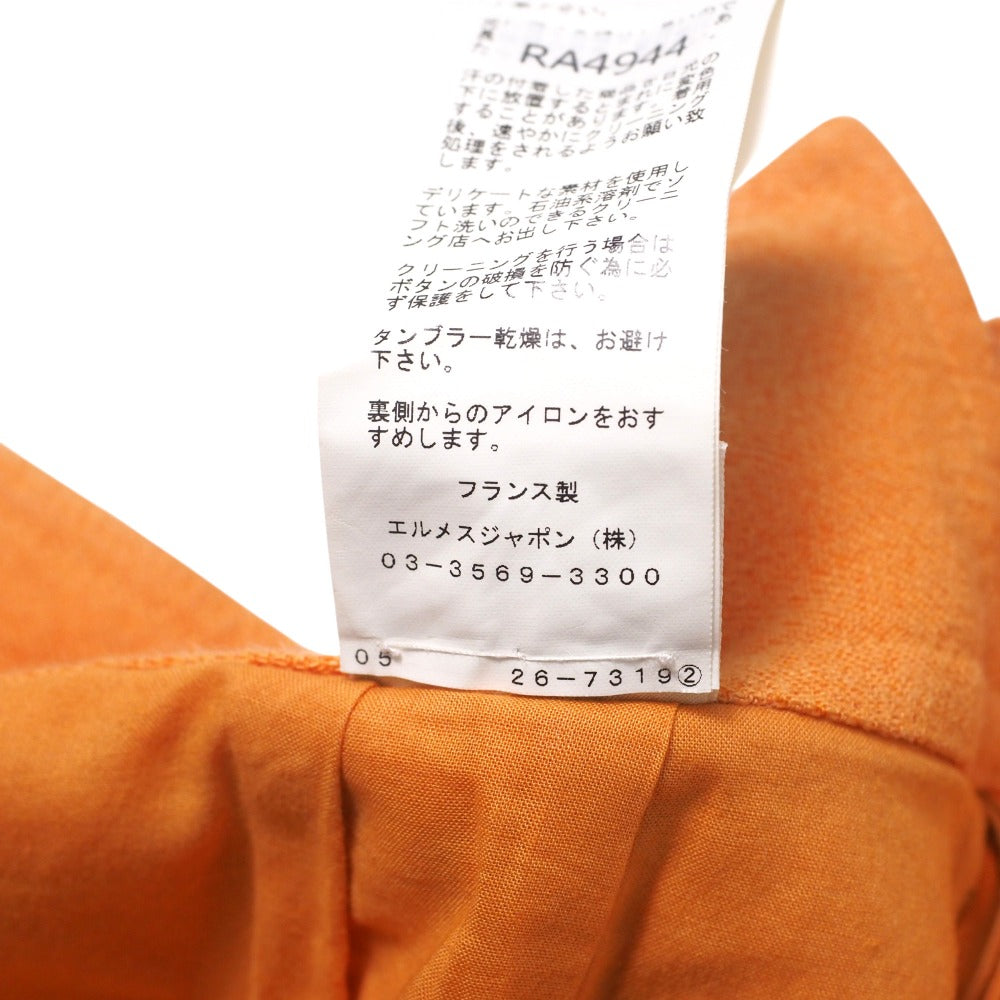 Hermes Skirt Hemp Linen Orange Women 40