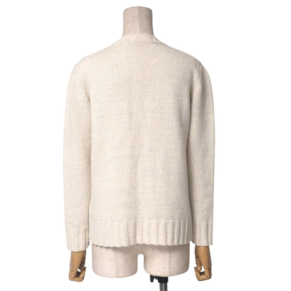 Burberry Sweater Knit Ivory Type White Type Silver Lame Fb032-851 Women 2