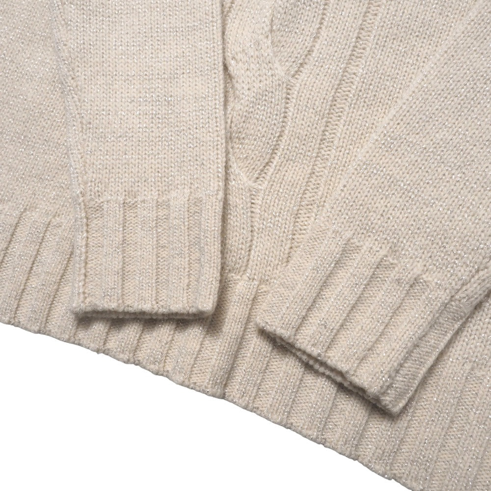 Burberry Sweater Knit Ivory Type White Type Silver Lame Fb032-851 Women 2