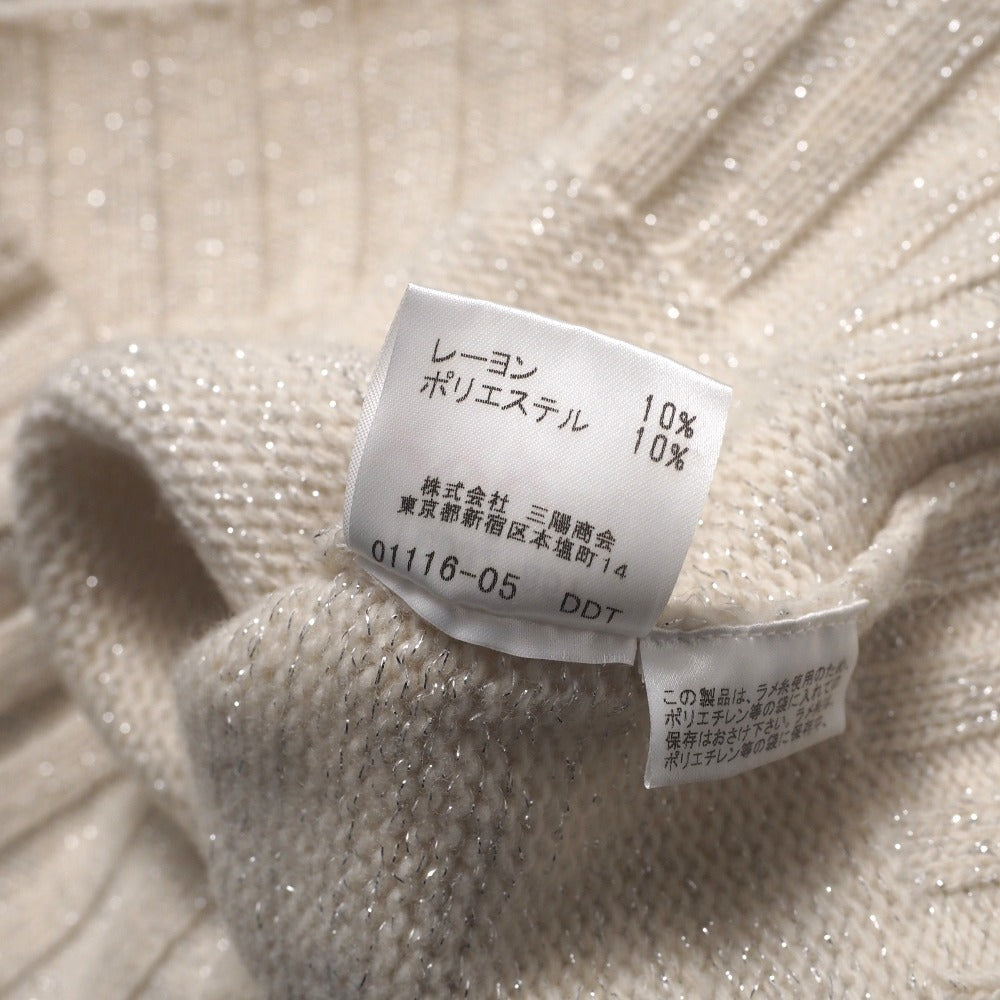 Burberry Sweater Knit Ivory Type White Type Silver Lame Fb032-851 Women 2