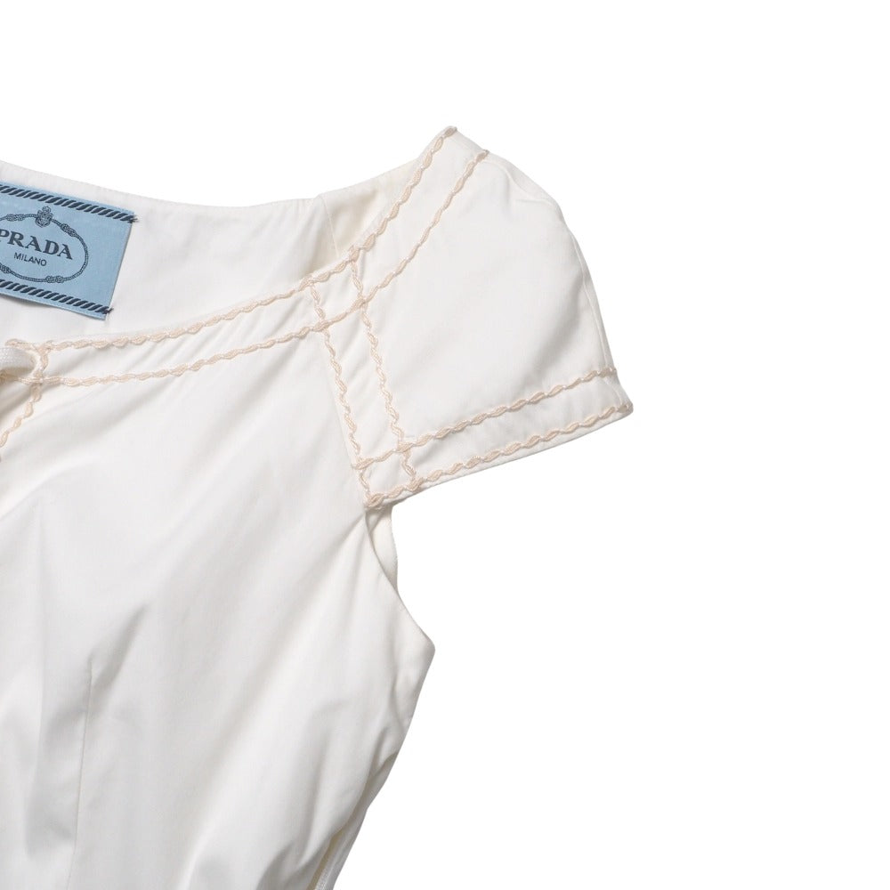 Prada One Piece 78% Cotton, 17% Nylon, 5% Elastane White/Stitch