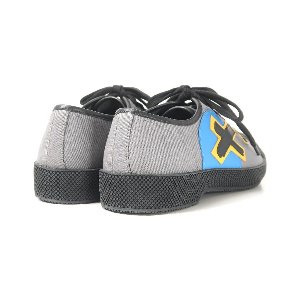Prada Sneakers Leather Grey Black Yellow Blue 2Eg176 Women 5 1/2
