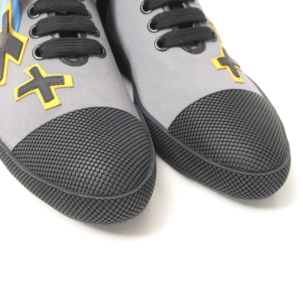 Prada Sneakers Leather Grey Black Yellow Blue 2Eg176 Women 5 1/2