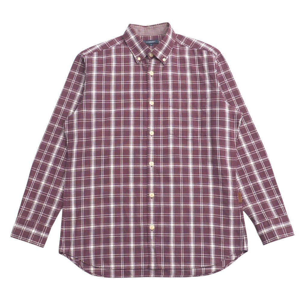 Burberry Long Sleeve Shirt Cotton Wine Red Type White A1M68-424-19 Mens M