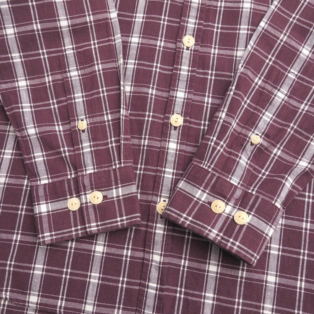 Burberry Long Sleeve Shirt Cotton Wine Red Type White A1M68-424-19 Mens M