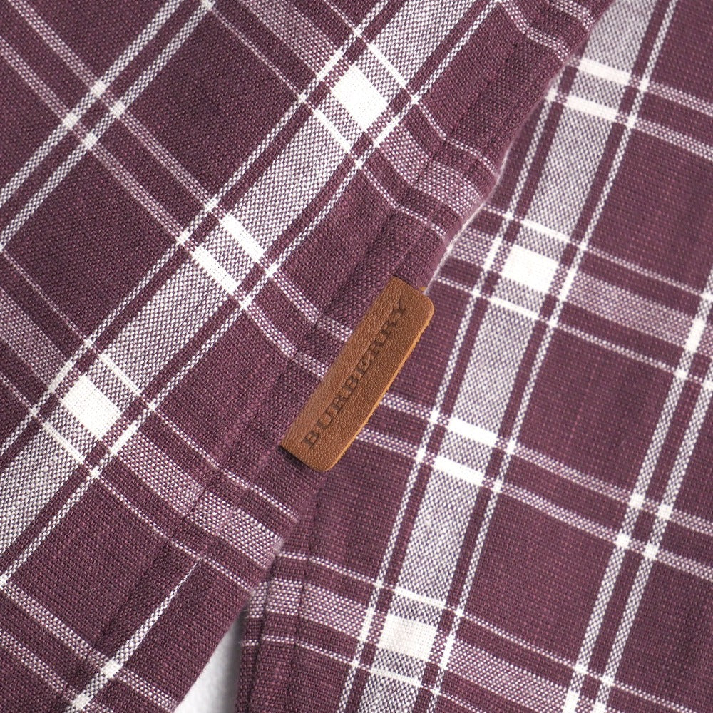 Burberry Long Sleeve Shirt Cotton Wine Red Type White A1M68-424-19 Mens M