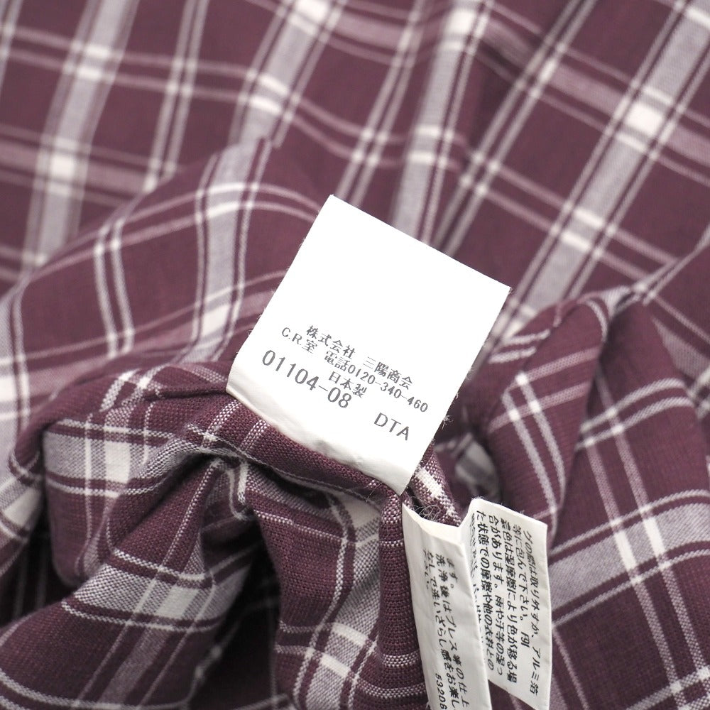Burberry Long Sleeve Shirt Cotton Wine Red Type White A1M68-424-19 Mens M