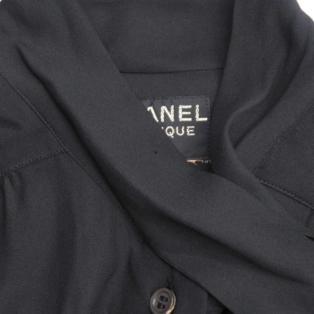 Chanel Blouse Silk Black D-Tk-9064 Women 42