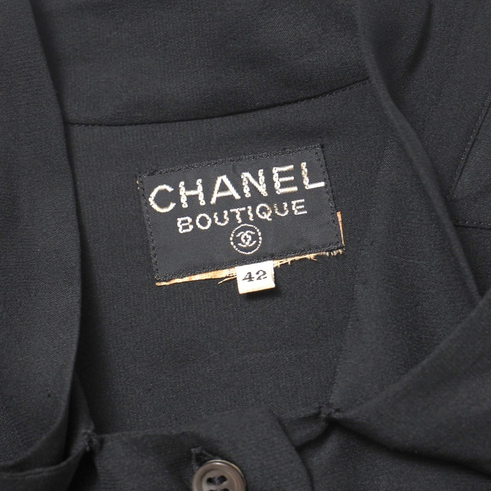 Chanel Blouse Silk Black D-Tk-9064 Women 42