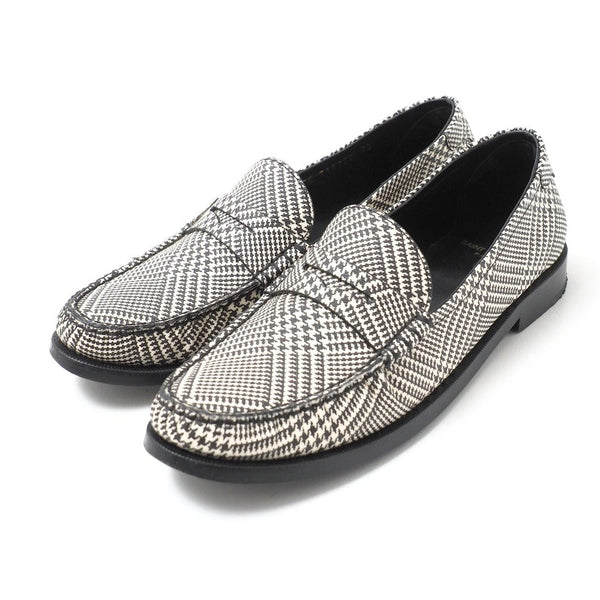 Saint Laurent Paris Loafers Smooth Rubbed White Black Mens 40