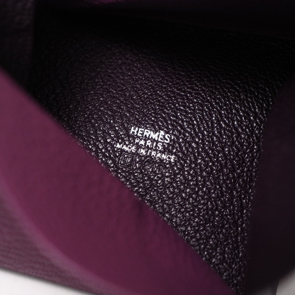 Hermes Coin Case Genuine Leather Purple Unisex