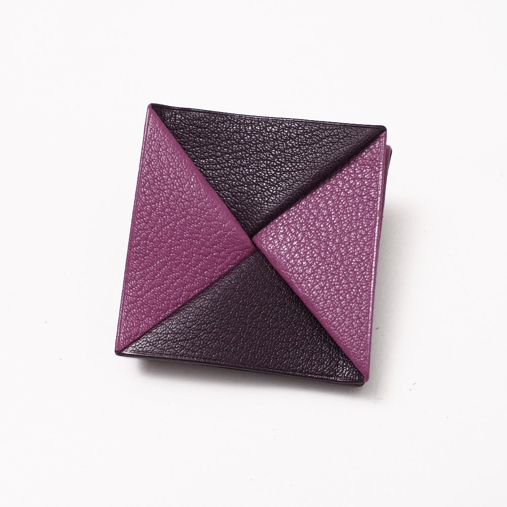 Hermes Coin Case Genuine Leather Purple Unisex
