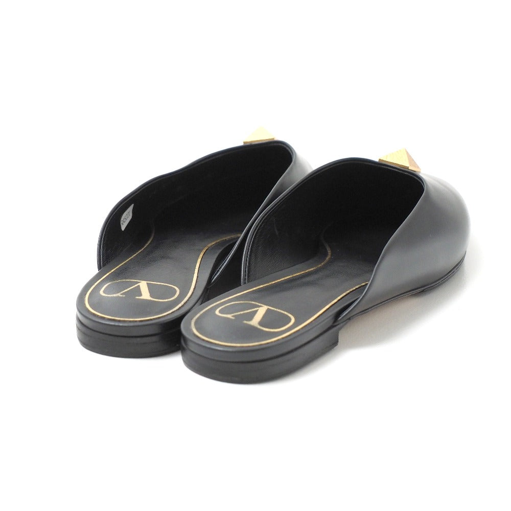 Valentino Garavani Mule Leather Black Gold Women 37