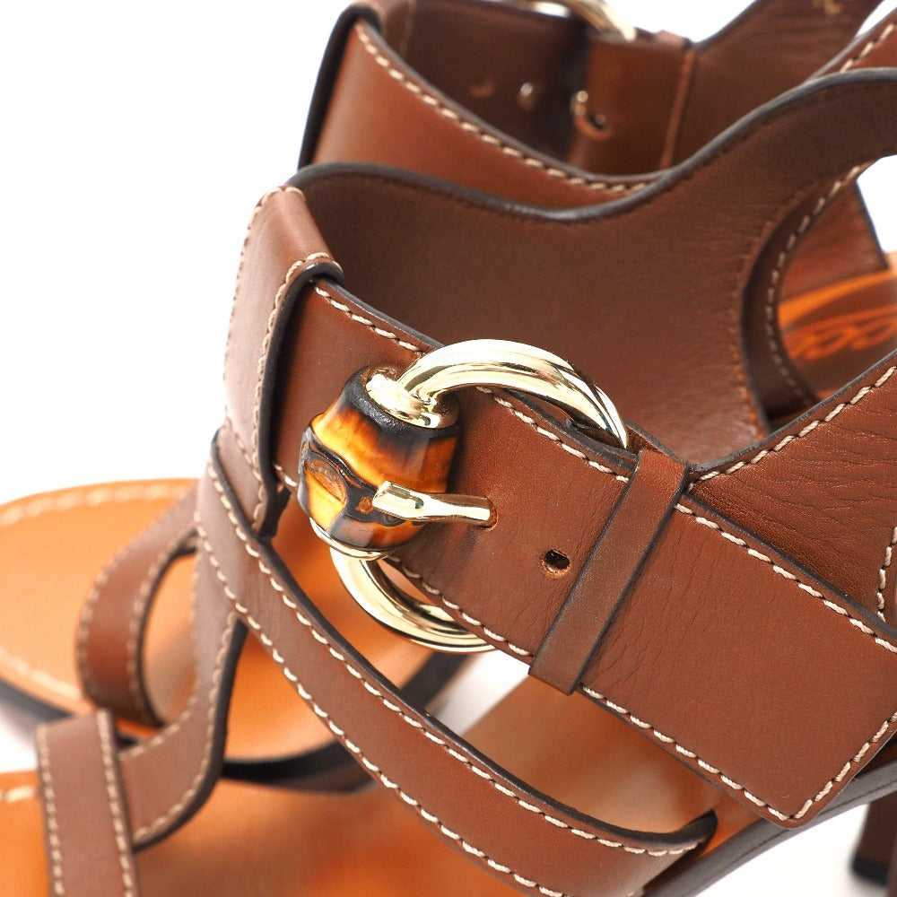 Gucci Sandals Genuine Leather Brown Bamboo 283544 Women 36.5