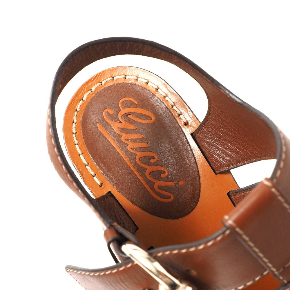 Gucci Sandals Genuine Leather Brown Bamboo 283544 Women 36.5