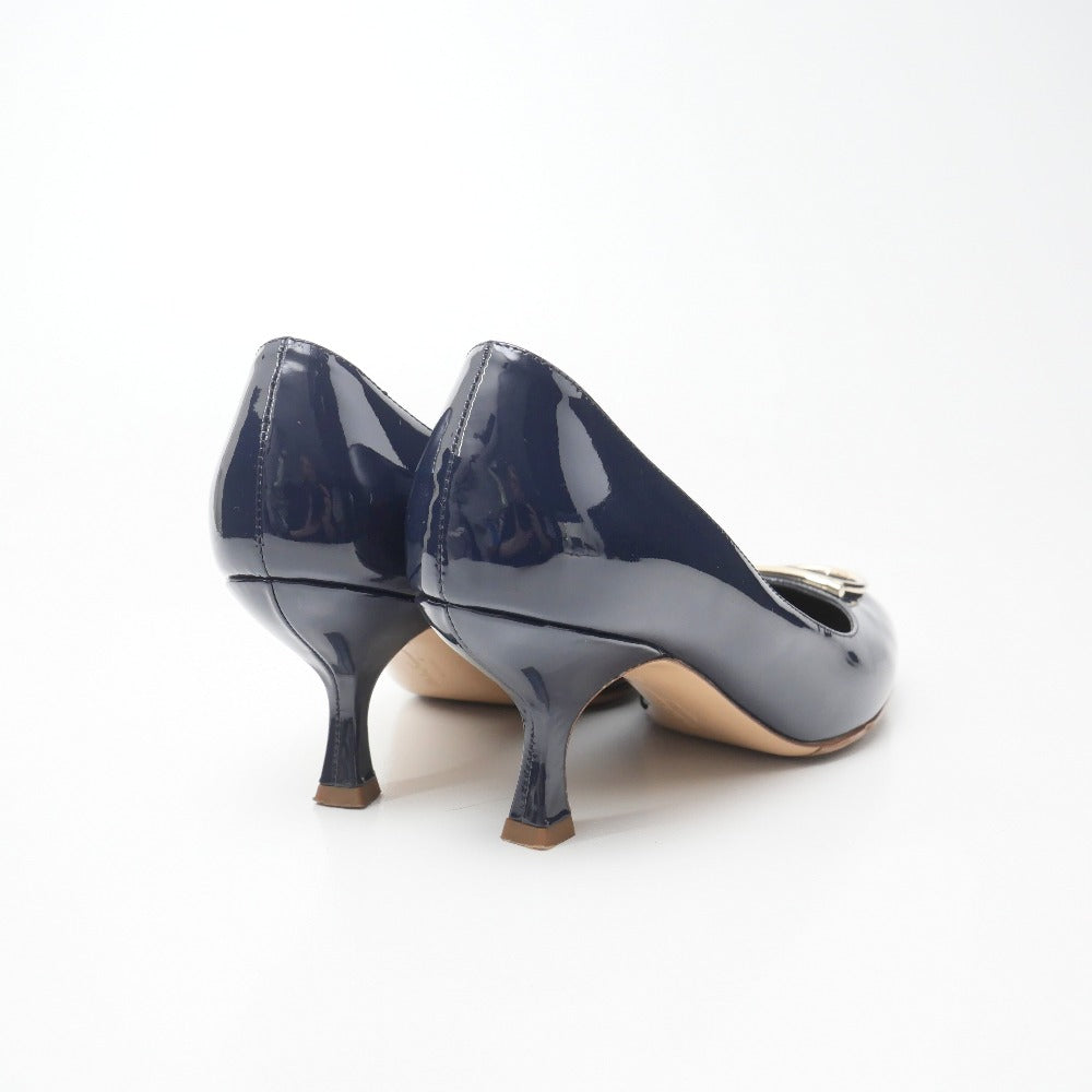 Salvatore Ferragamo Pumps 14595 Patent Leather Navy Serina Women 6 1/2 D