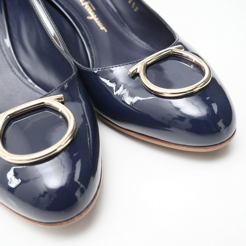 Salvatore Ferragamo Pumps 14595 Patent Leather Navy Serina Women 6 1/2 D