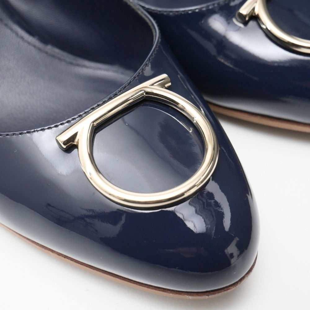 Salvatore Ferragamo Pumps 14595 Patent Leather Navy Serina Women 6 1/2 D
