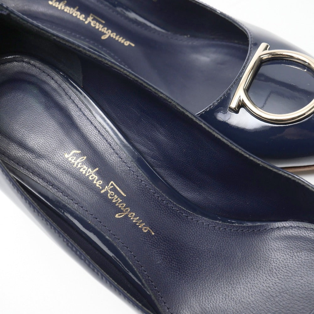 Salvatore Ferragamo Pumps 14595 Patent Leather Navy Serina Women 6 1/2 D