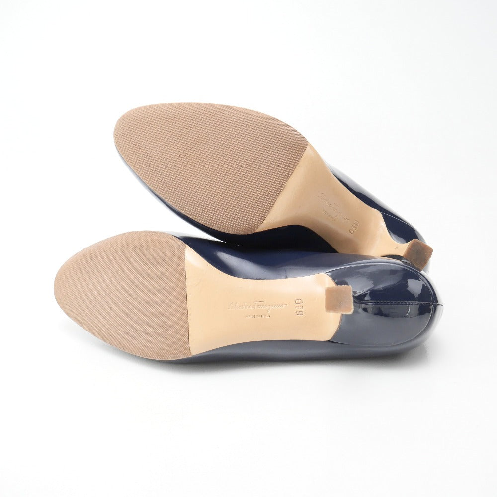 Salvatore Ferragamo Pumps 14595 Patent Leather Navy Serina Women 6 1/2 D