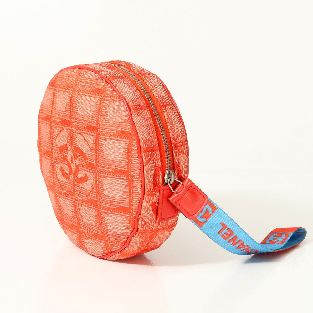 Chanel Accessory Pouch Nylon Jacquard Red New Travel Line Women