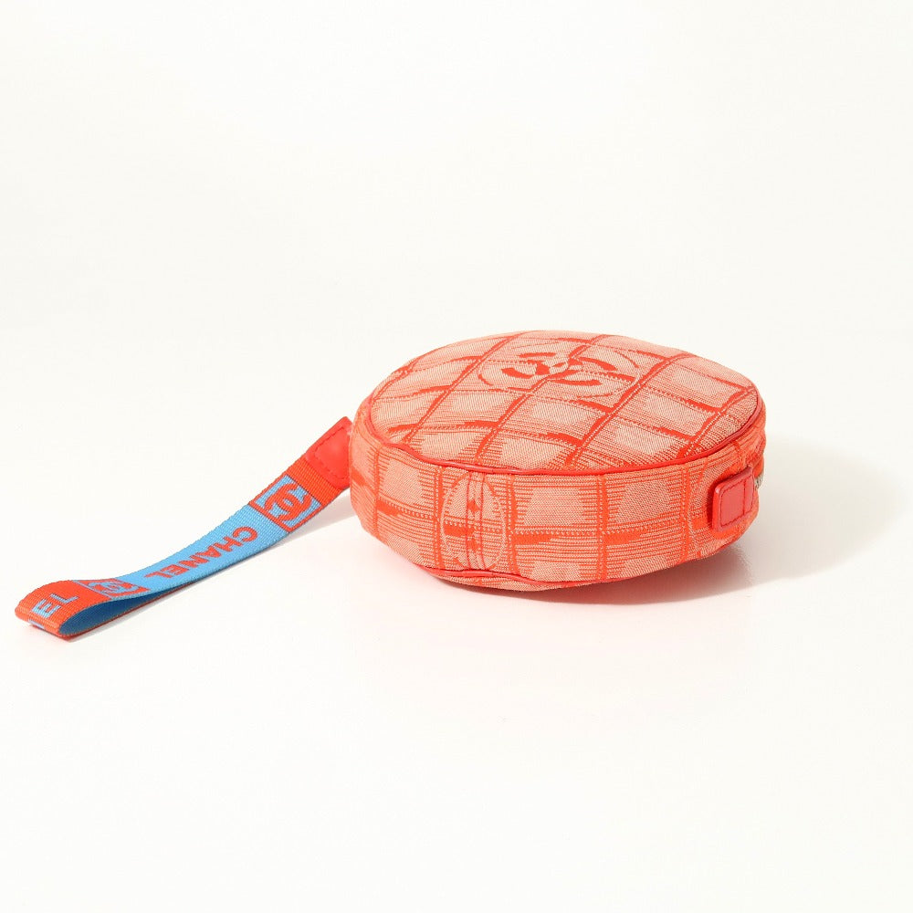 Chanel Accessory Pouch Nylon Jacquard Red New Travel Line Women