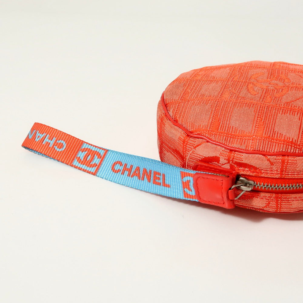 Chanel Accessory Pouch Nylon Jacquard Red New Travel Line Women