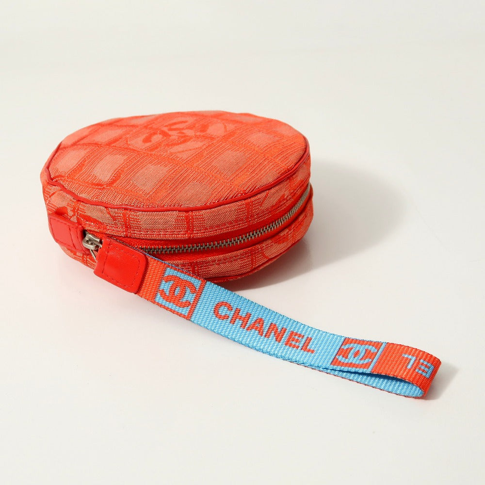 Chanel Accessory Pouch Nylon Jacquard Red New Travel Line Women