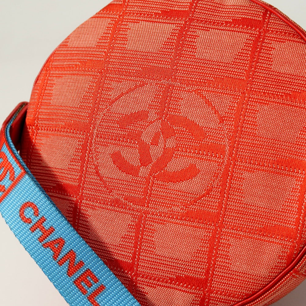 Chanel Accessory Pouch Nylon Jacquard Red New Travel Line Women