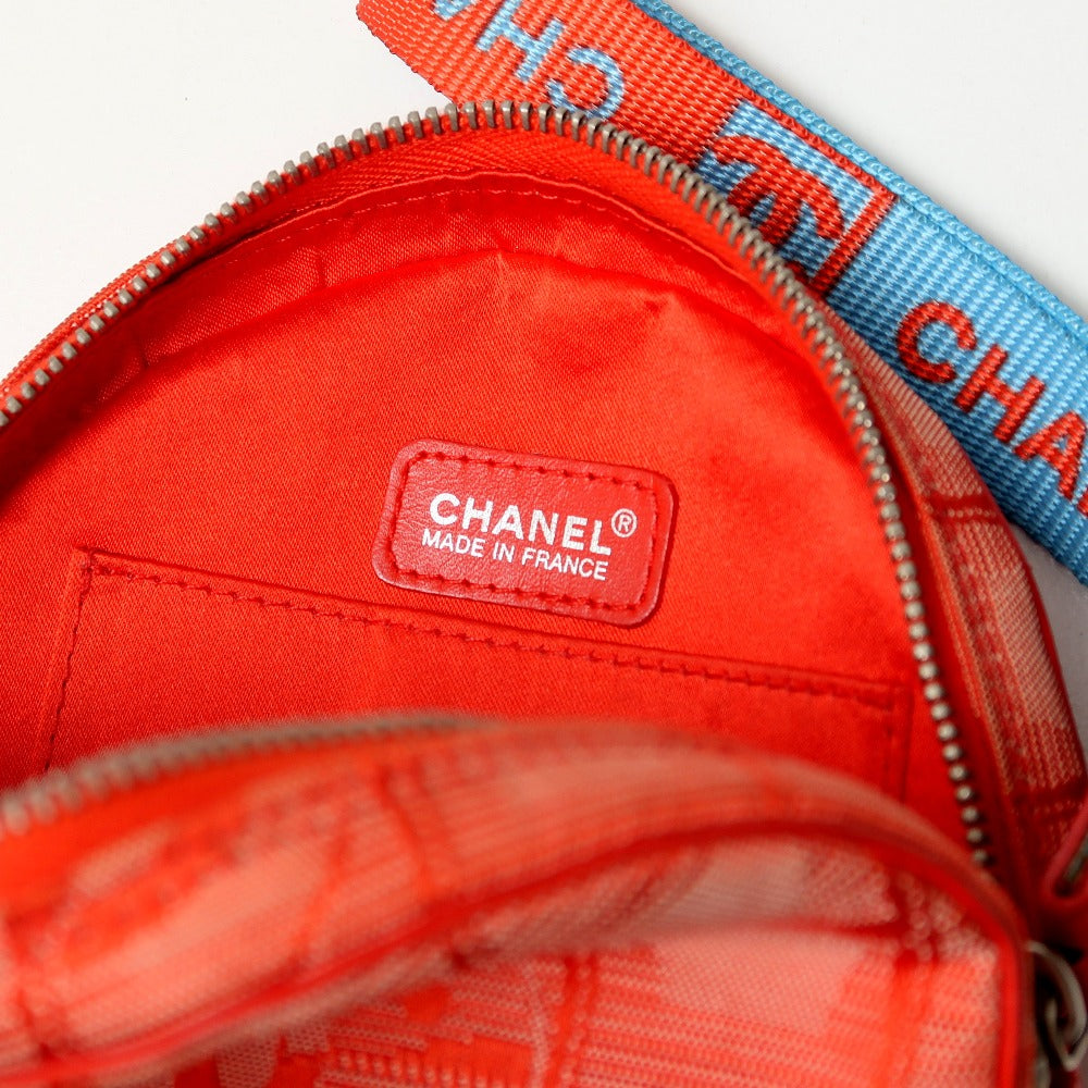 Chanel Accessory Pouch Nylon Jacquard Red New Travel Line Women