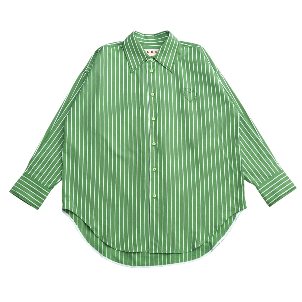 Marni Long Sleeve Shirt Cotton Green White Cama0586S0 Utc318 Women 38