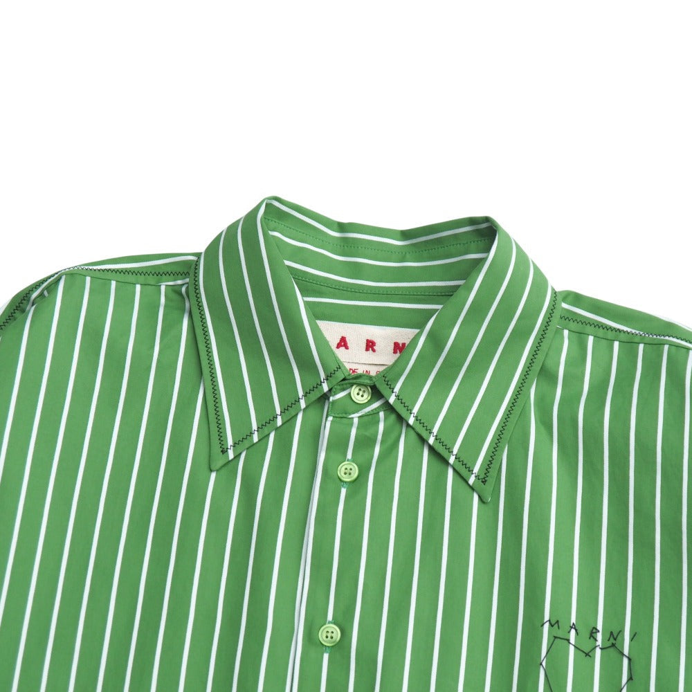 Marni Long Sleeve Shirt Cotton Green White Cama0586S0 Utc318 Women 38