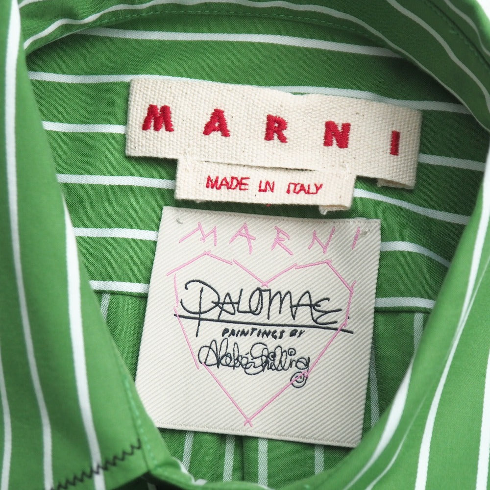 Marni Long Sleeve Shirt Cotton Green White Cama0586S0 Utc318 Women 38