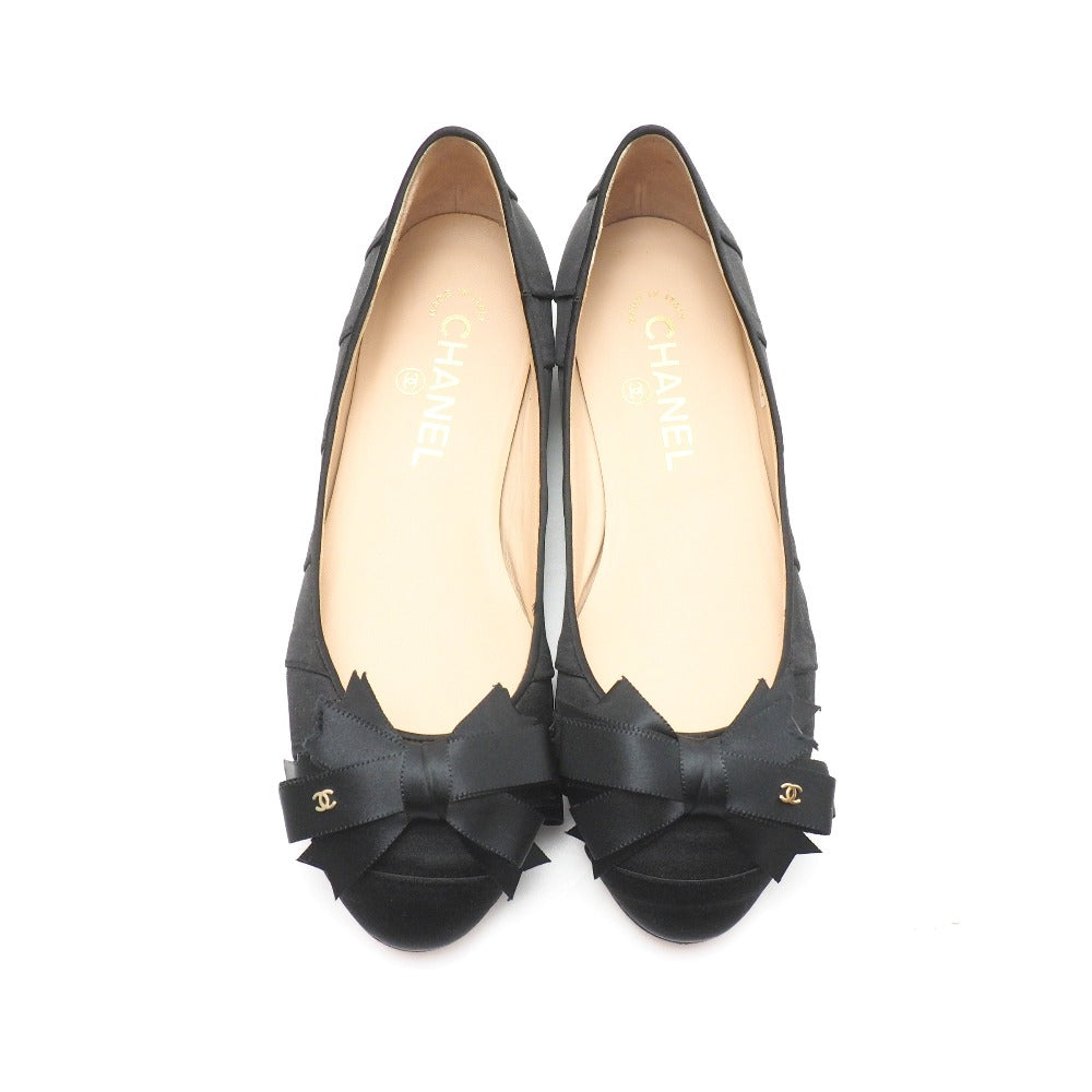 Chanel Pumps Satin Black Women 37 1/2 C