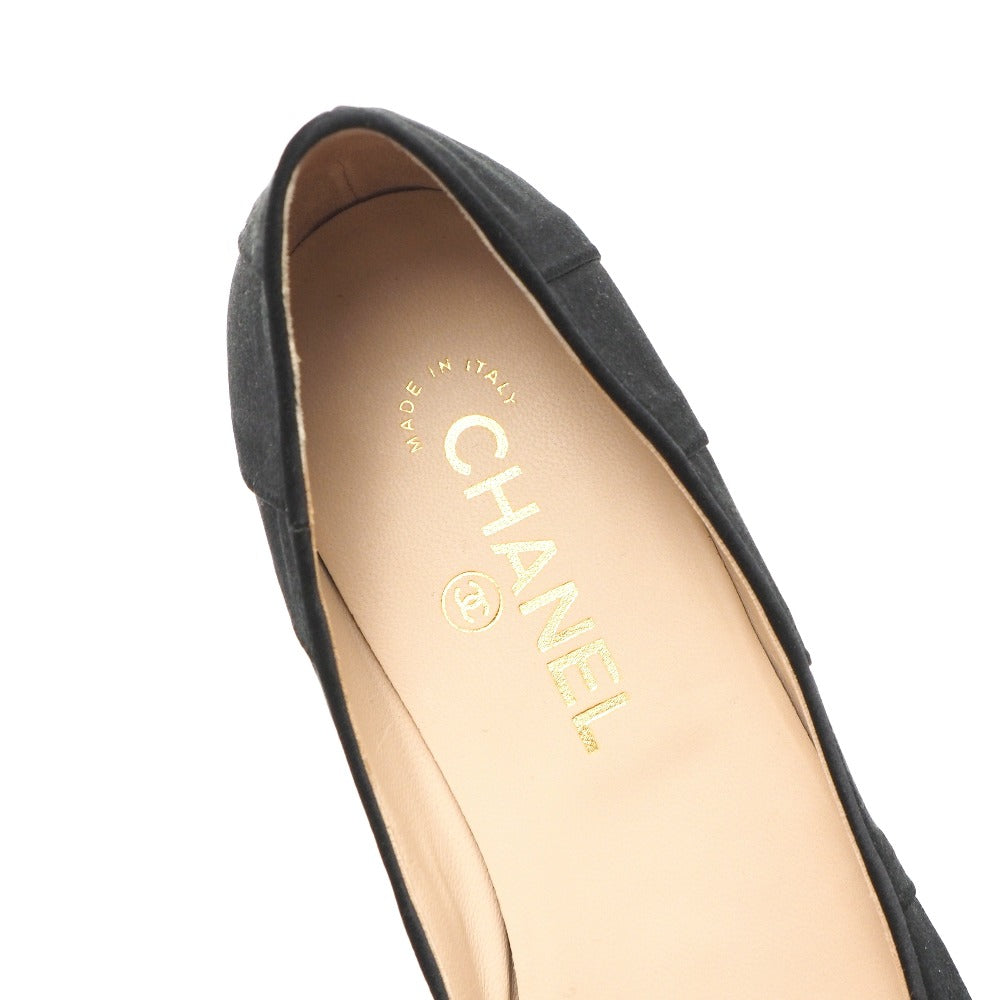 Chanel Pumps Satin Black Women 37 1/2 C