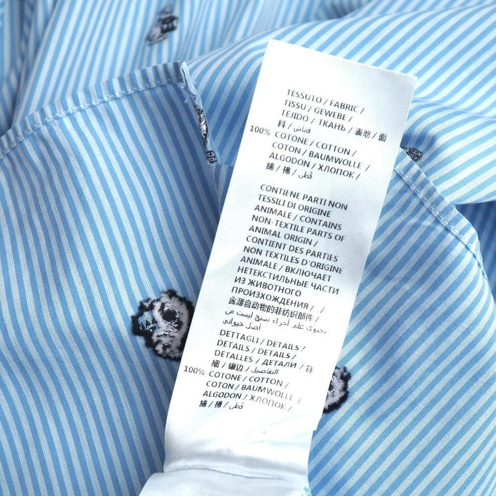 Gucci Long Sleeve Shirt Cotton Blue White Cambidge Cambridge 474002 Z381C Mens 40