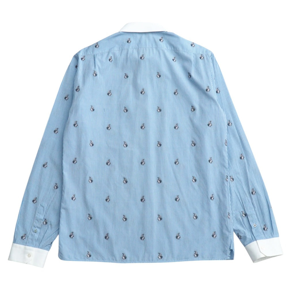 Gucci Long Sleeve Shirt Cotton Blue White Cambidge Cambridge 474002 Z381C Mens 40