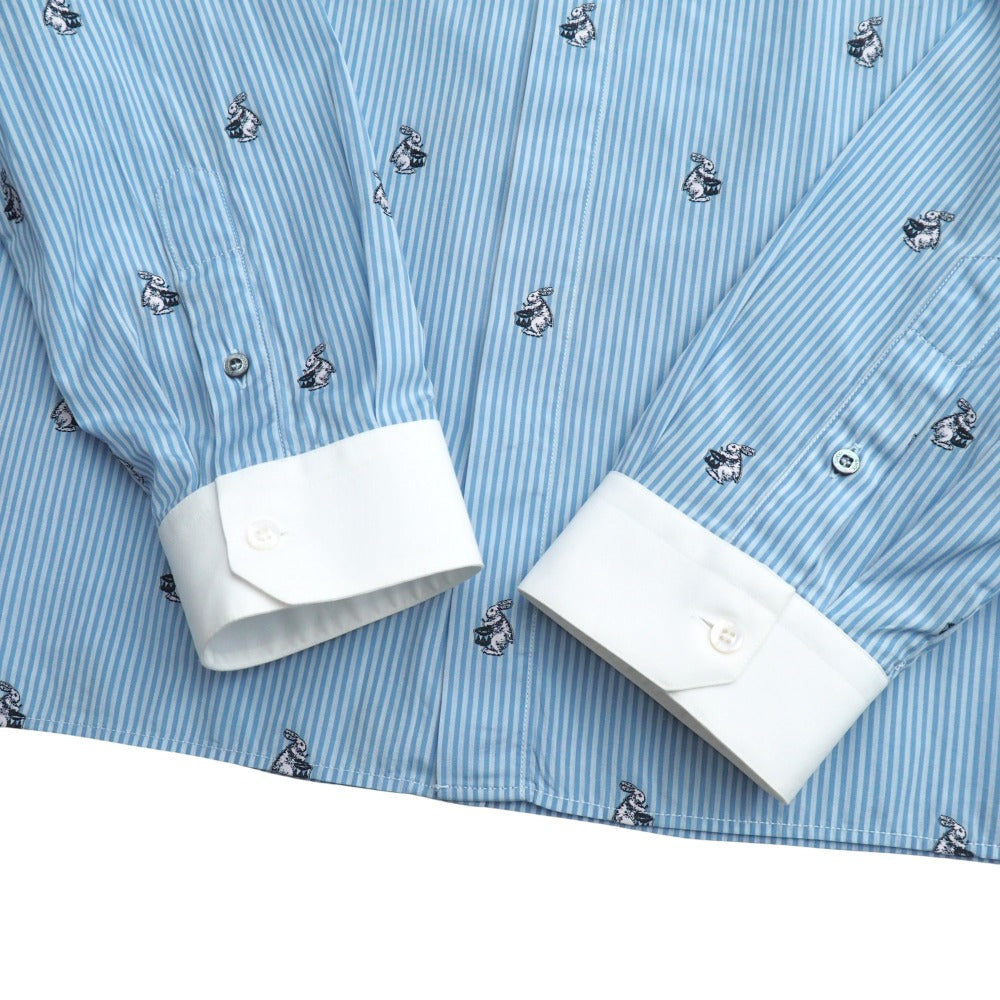 Gucci Long Sleeve Shirt Cotton Blue White Cambidge Cambridge 474002 Z381C Mens 40