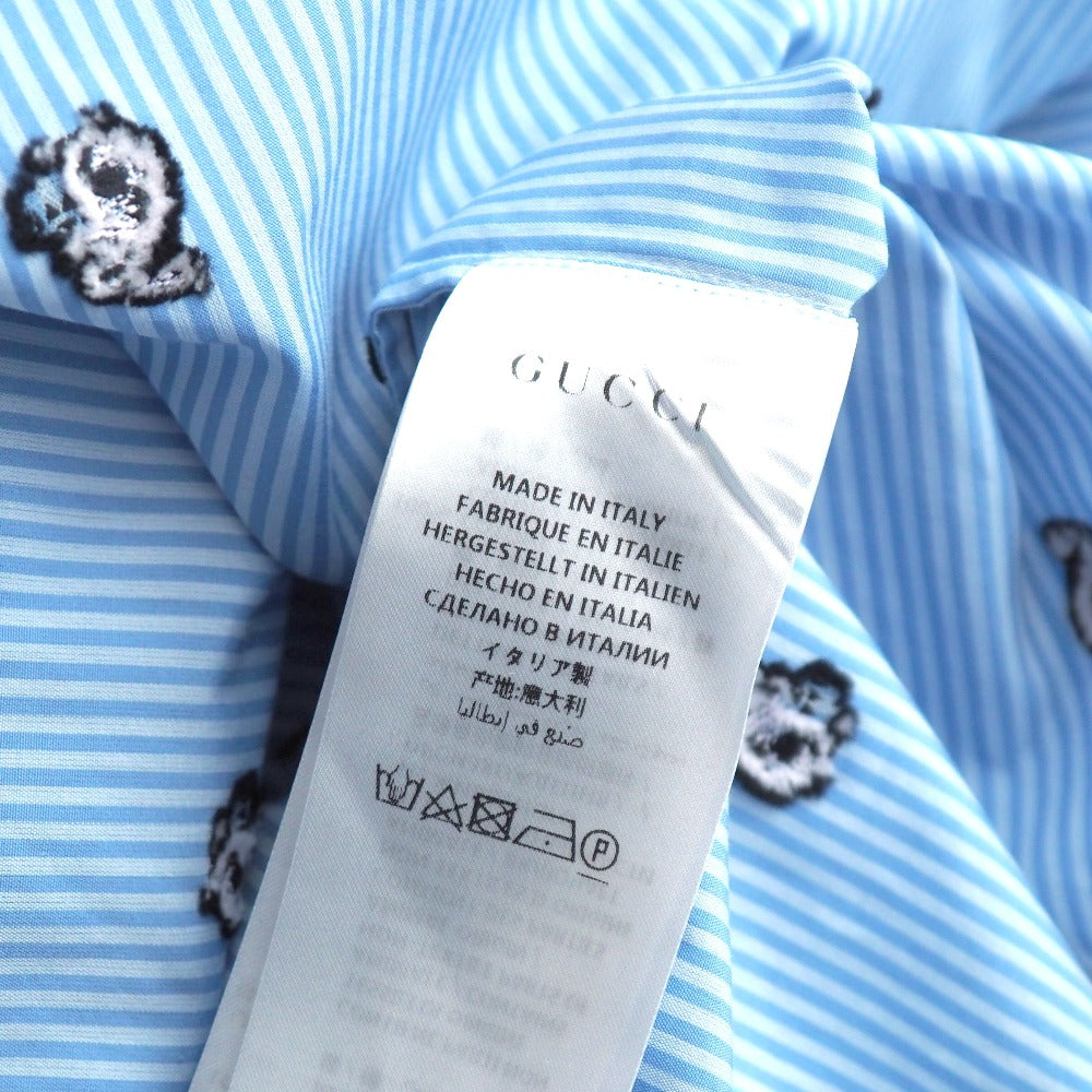 Gucci Long Sleeve Shirt Cotton Blue White Cambidge Cambridge 474002 Z381C Mens 40