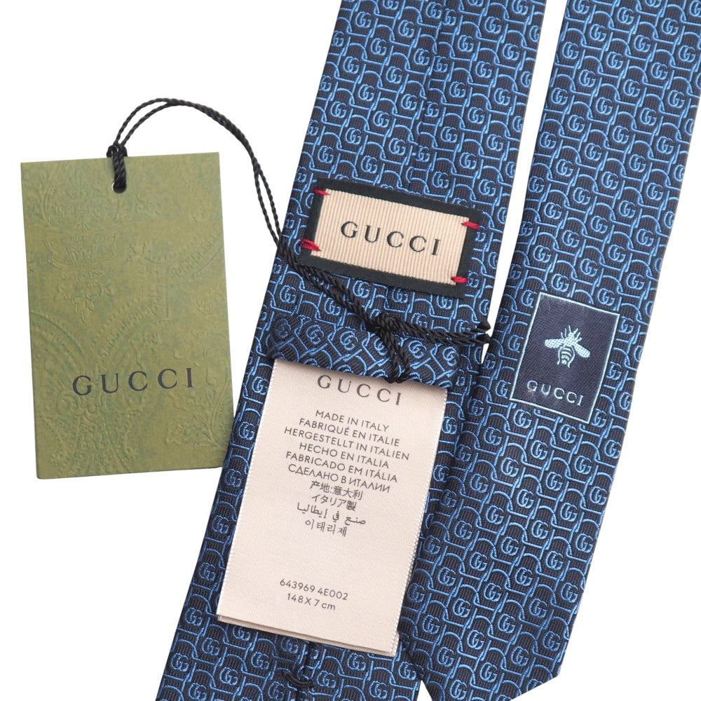 Gucci Tie 643969 4E002 100% Silk Blue-Black Stogge