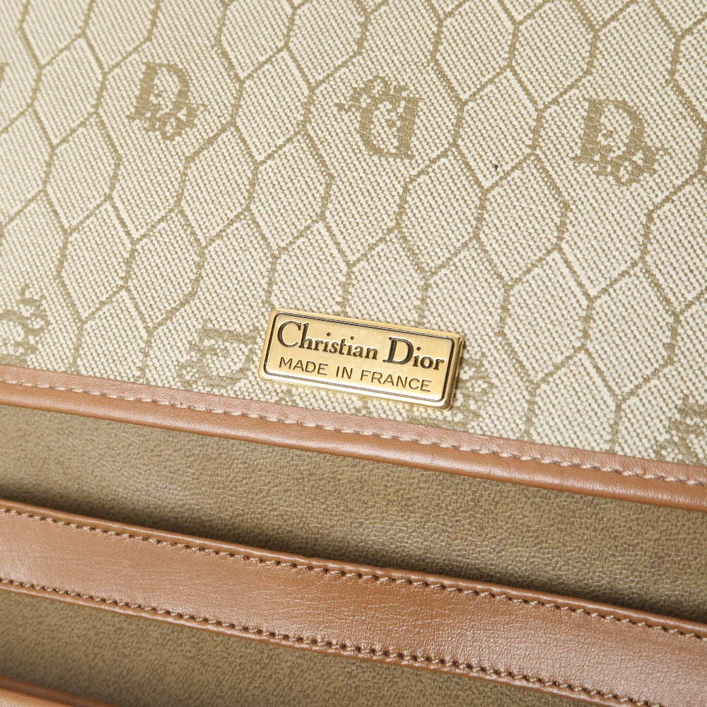 Christian Dior Shoulder Bag Pvc Leather Brown Gold Chain
