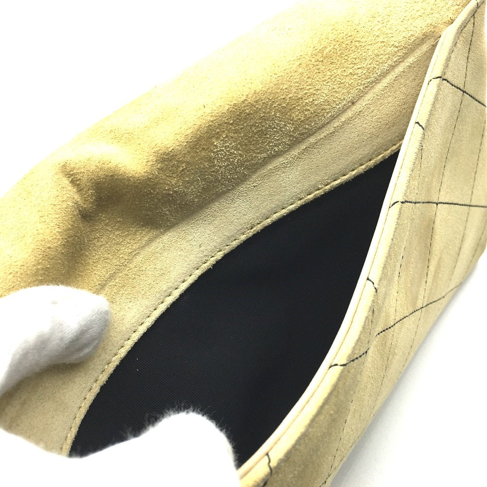 Chanel Shoulder Bag Suede Beige X Gold Metal Chanel Logo Matrasse Women