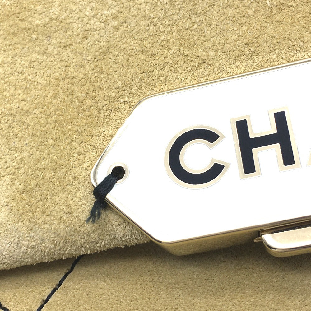Chanel Shoulder Bag Suede Beige X Gold Metal Chanel Logo Matrasse Women