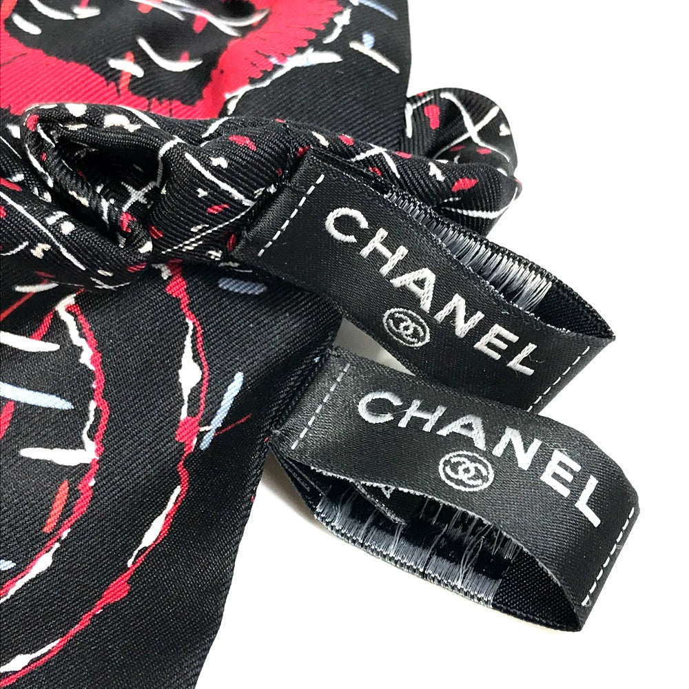 Chanel Scarf Silk Black Coco Mark Cc Scarf Women