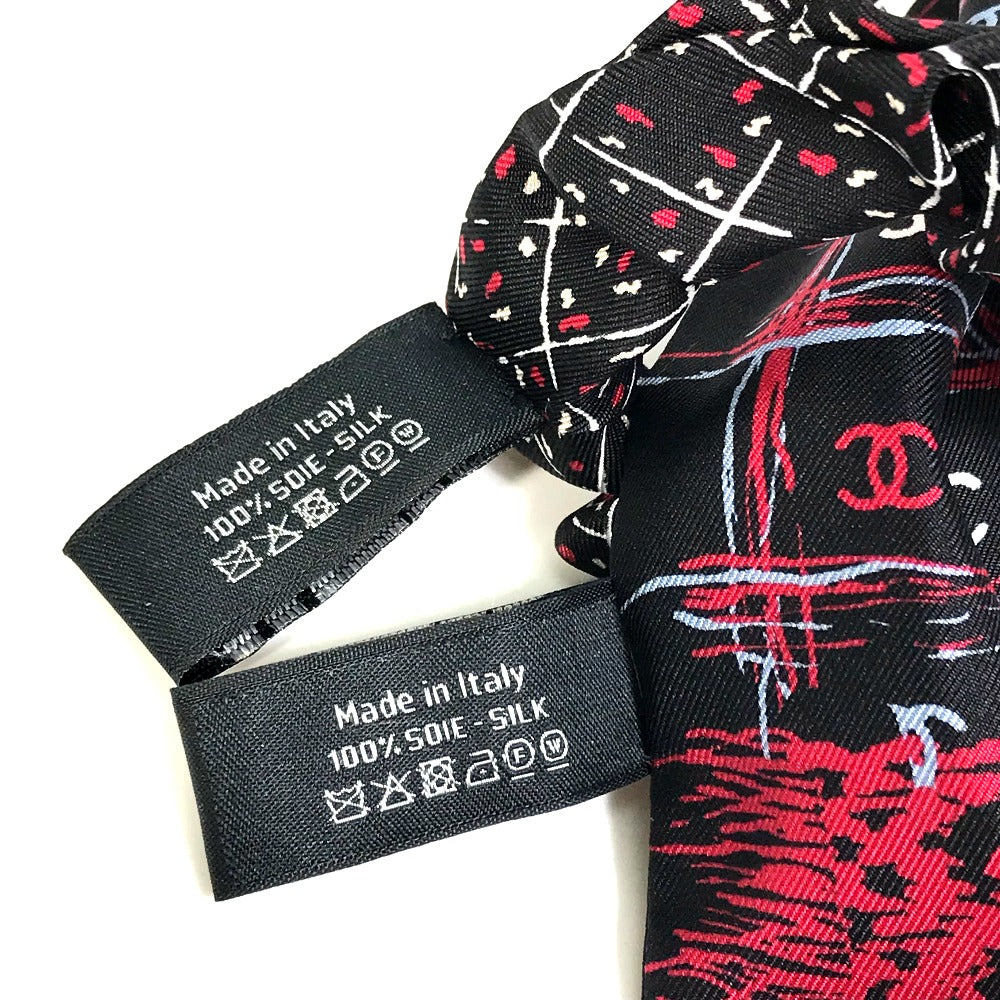 Chanel Scarf Silk Black Coco Mark Cc Scarf Women
