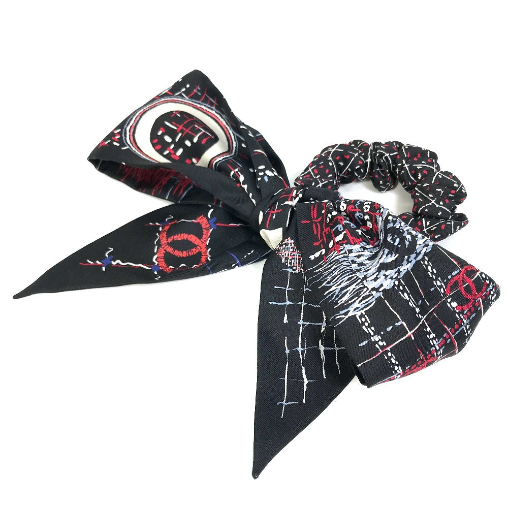 Chanel Scarf Silk Black Coco Mark Cc Scarf Women