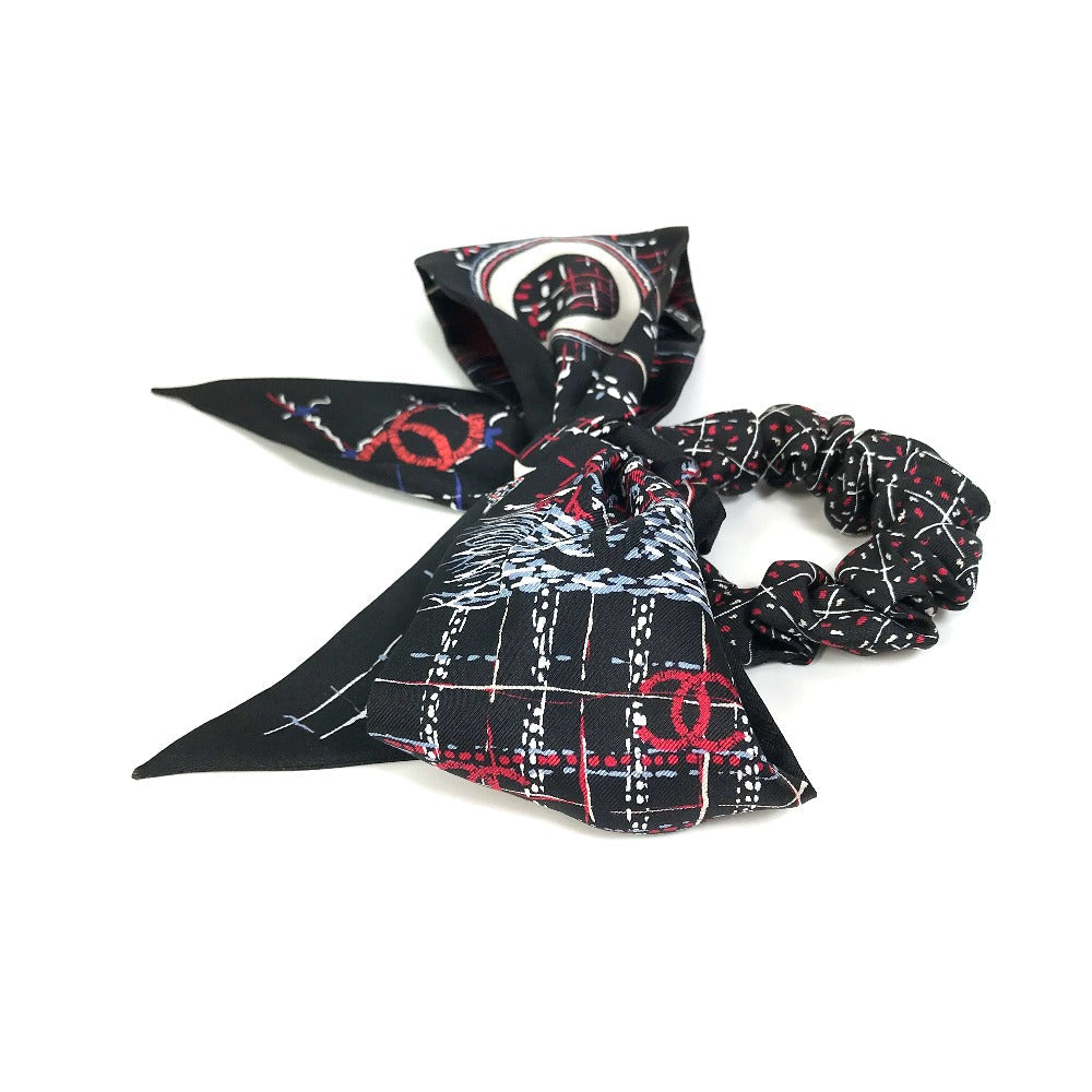 Chanel Scarf Silk Black Coco Mark Cc Scarf Women