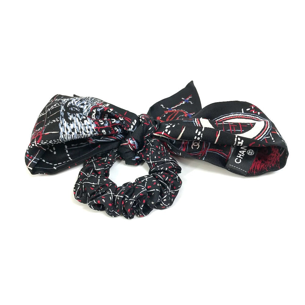 Chanel Scarf Silk Black Coco Mark Cc Scarf Women